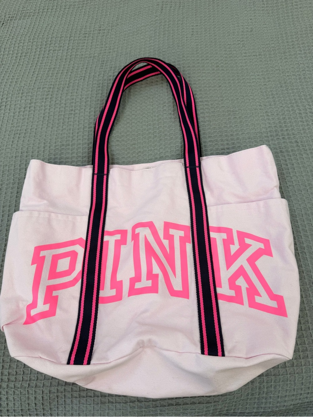 PINK Canvas Tote Bag in Light Pink with Neon Pink Logo